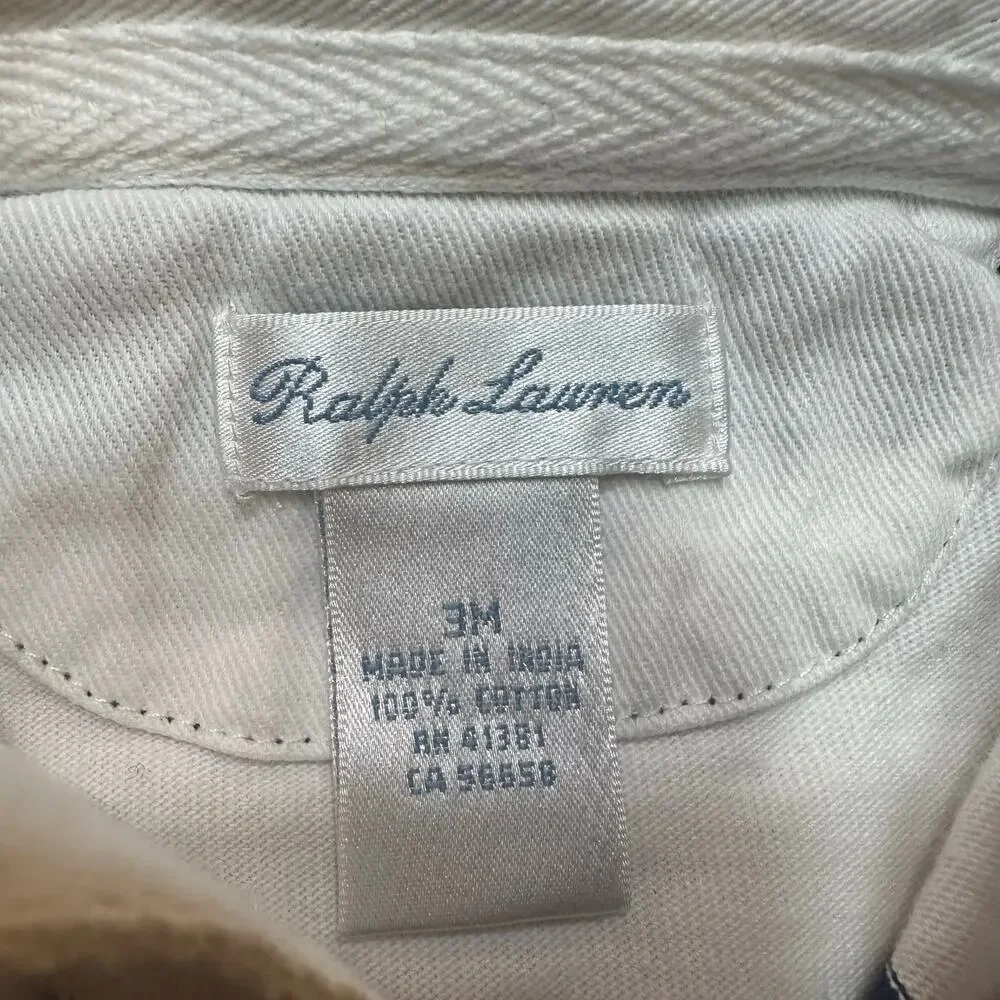 Ralph Lauren Baby Boy Striped Rugby Cotton Coverall sz 3m